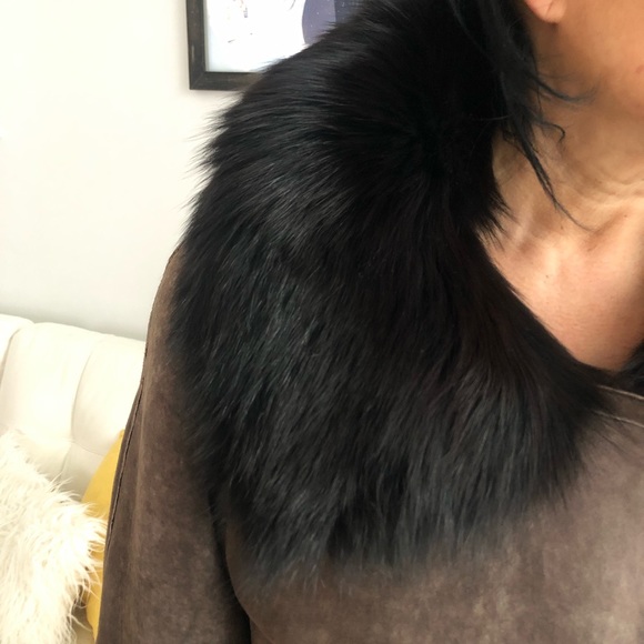 Fur trimmed shearling coat - Picture 7 of 8
